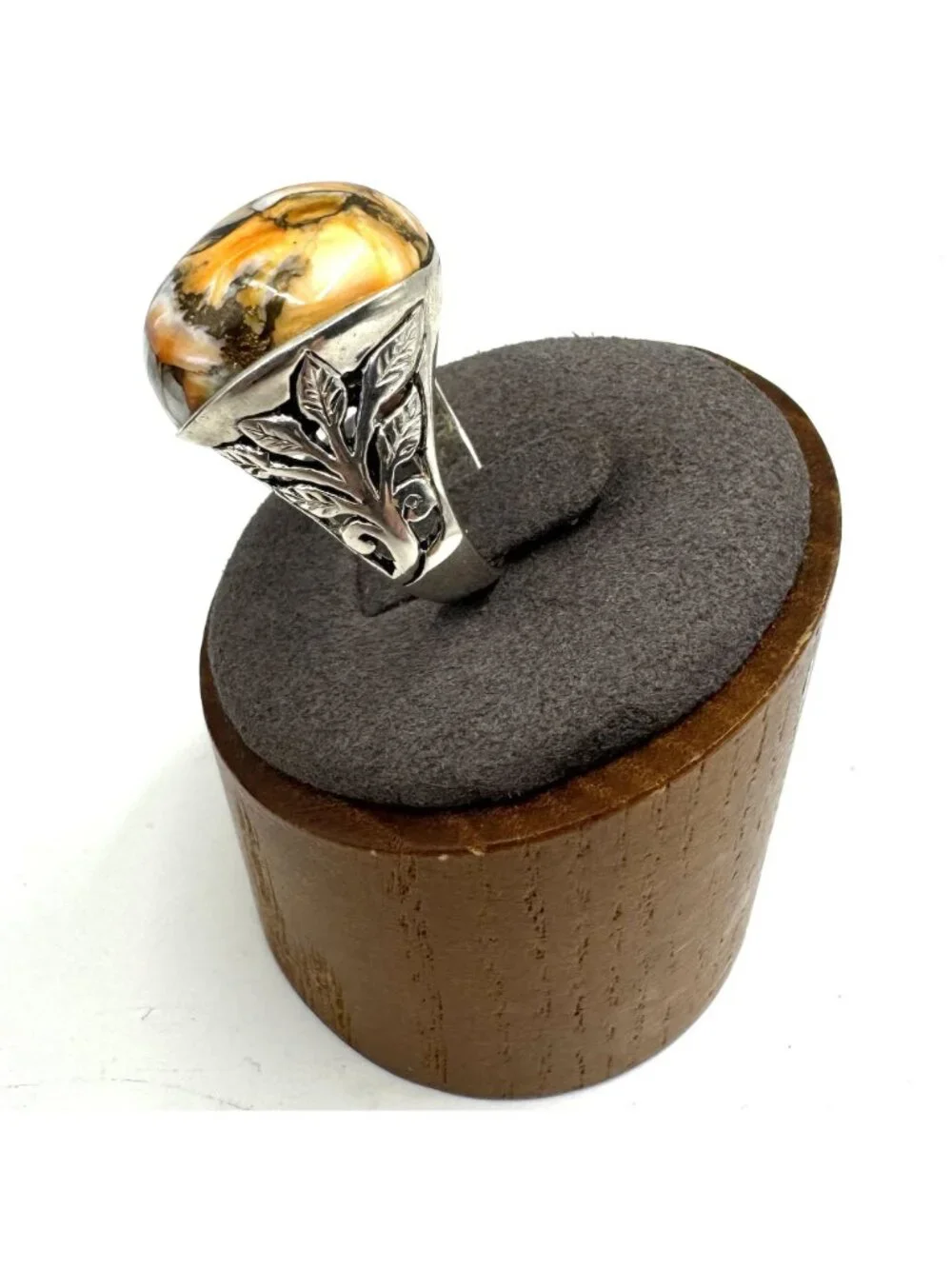 Solid Sterling Silver 925 Spiny Oyster Bezel Set Statement Ring Size 7.75